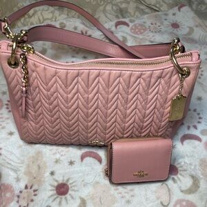 Coach Pink Quilted Shoulder Bag